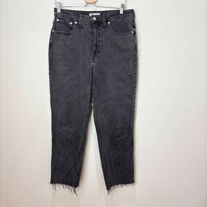 Madewell Curvy Perfect Vintage Straight Jeans Women 30 High Rise Black Raw Hem